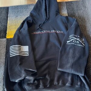 Grunt Style Black Hoodie with Patriotic Accents